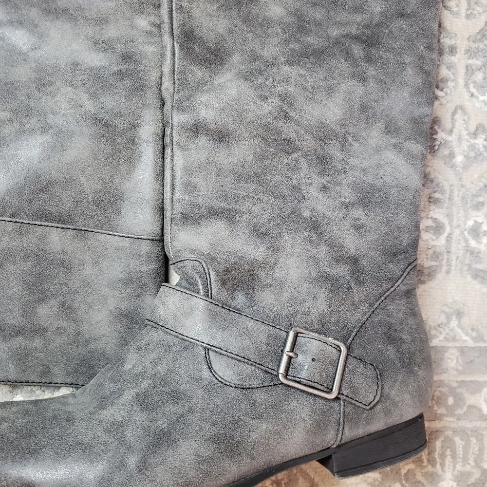 Grey Boots distressed zippered high boots